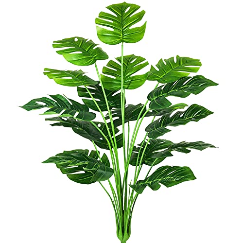 AIVORIUY Artificial Plants Fake Turtle Tree Leaves with Stems 29" Tall Faux Palm Tree Large Monstera Imitation Frond Leaf Tropical Plant Greenery Floral Jungle Party Indoor Outdoor Garden Decoration