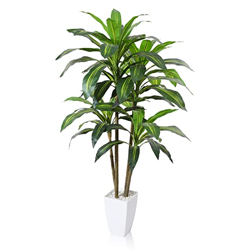 Fopamtri Artificial Dracaena Tree Decorative Plant 120cm Artificial Plants Indoor with 74 Leaves, Tropical Fake Plant in Pot for House Bedroom Office Garden Store Decoration