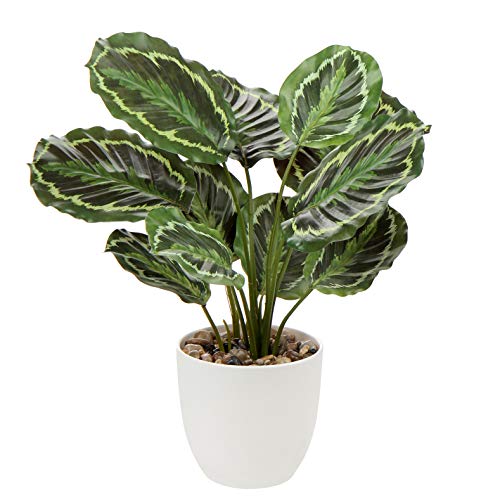 45CM Tall Artificial Plants Calathea Medaillon Faux Plants Indoor Decorative Tropical Fake Plants Aesthetic Room Décor Plants for Bedroom Office Home Desk Decoration